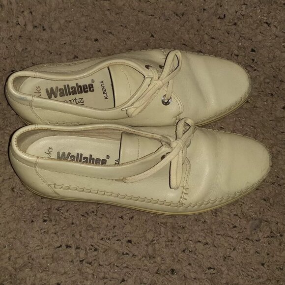 Vintage CLARKS WALLABEE QUARTZ-ALBERTA-IRELAND-Beige Leather-Rare-Sz10-Excellent - Picture 6 of 7